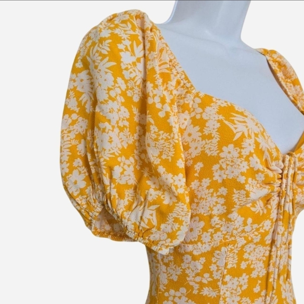 Sabo Floral Yellow Milkmaid Puff Sleeves Mini Dress size XS - Picture 7 of 12